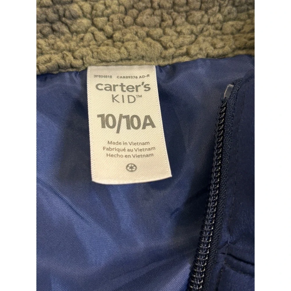 Carters Kid Boys Camo Sherpa Fleece Vest Navy Blue Green Size‎ 10 Zip Up